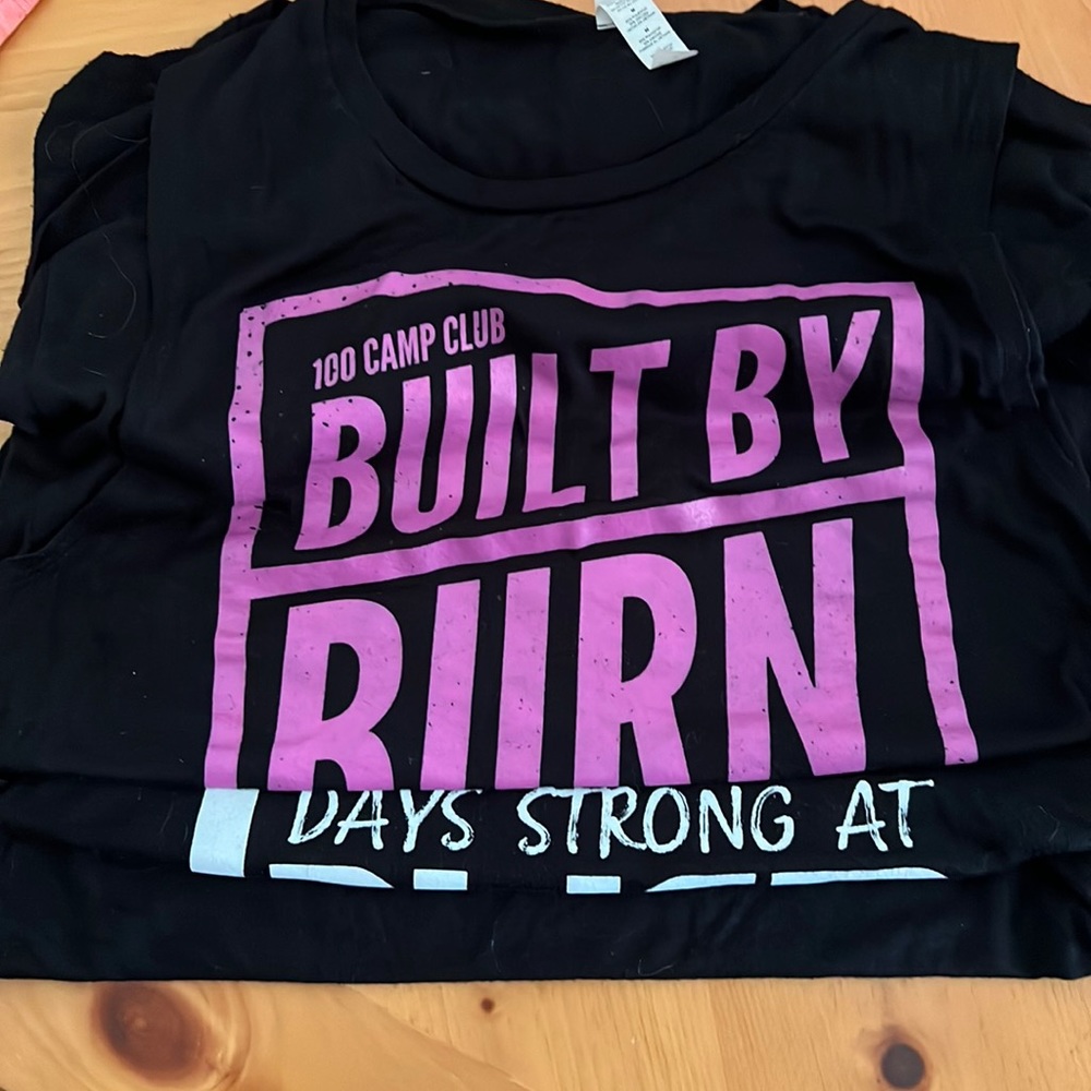 Lot of three Burn Boot Camp achievement muscle tanks